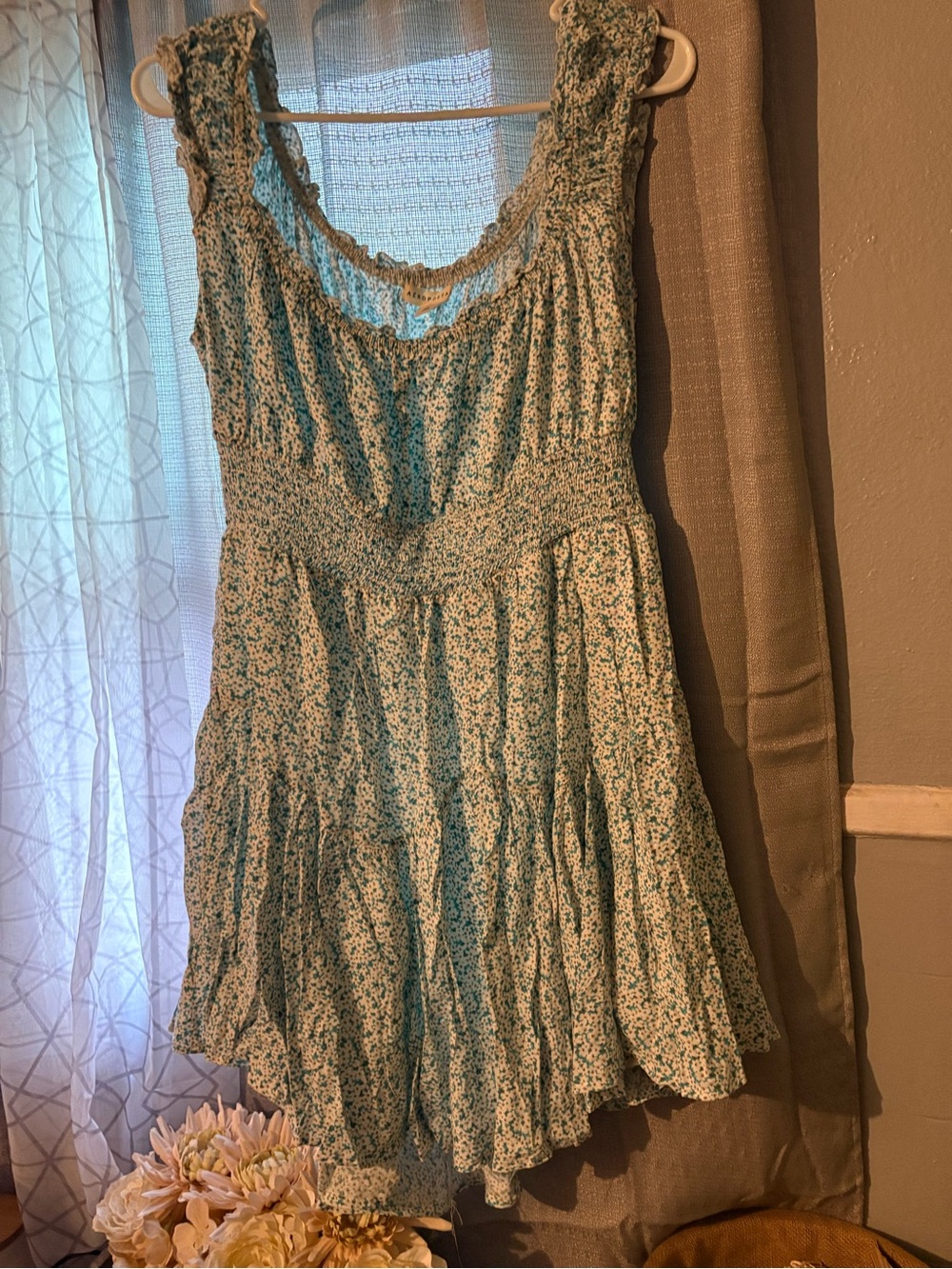 Aeropostale Teal and White Floral Top